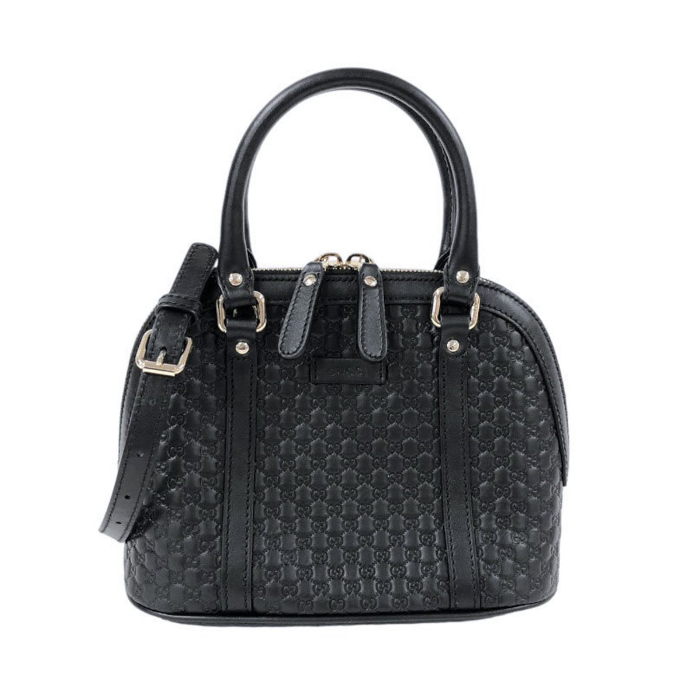 Gucci Micro Guccisima 2way Bag Leather Handbag Black